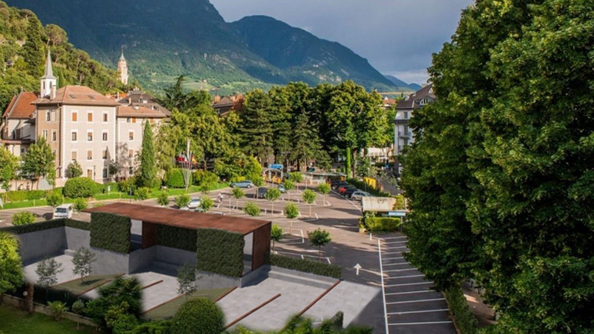 Rendering: the valley station of the Merano-Schenna funicular